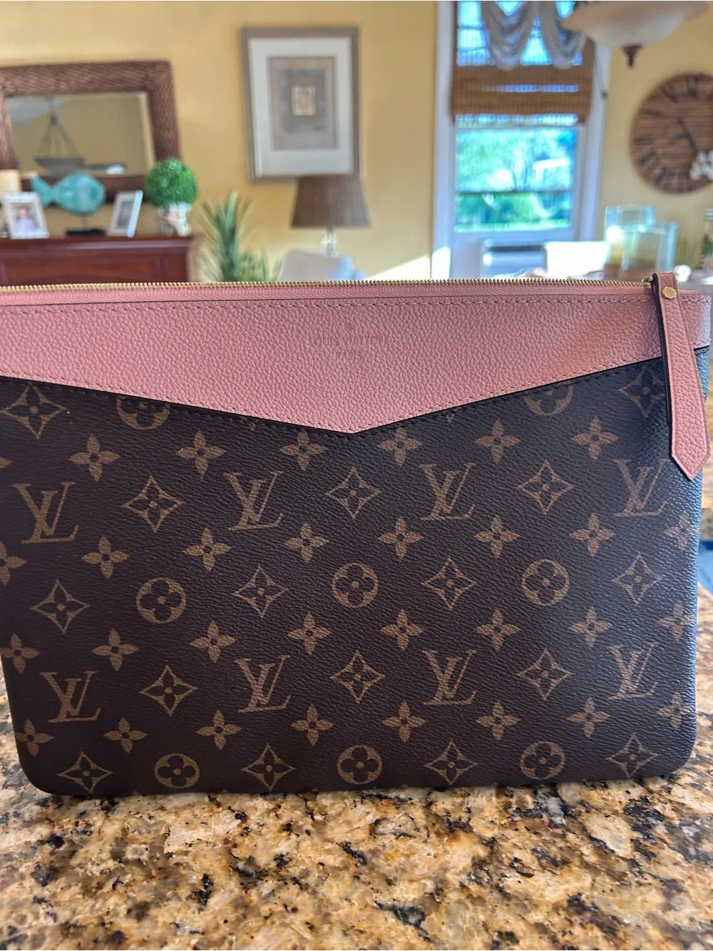 Louis Vuitton Monogram Canvas Pouch with Pink Trim - Picture 2 of 8